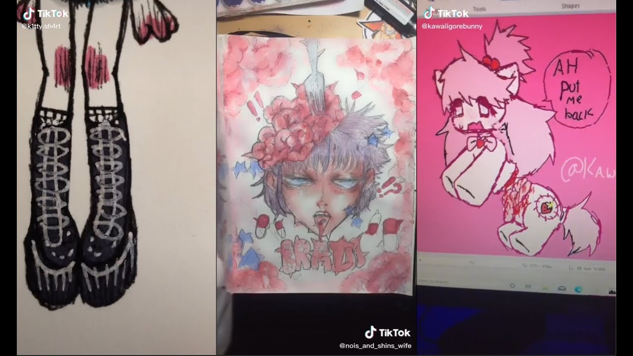 💜🍀ALT TIKTOK DRAWING | ALTERNATIVE ART TIK TOK COMPILATION 🍄⛓| goth emo grunge aesthetics #2