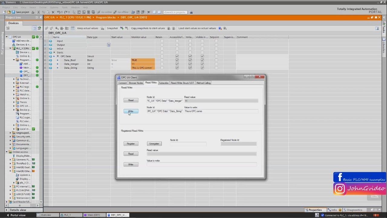 Siemens TIA Portal PLC tutorial - Creating of OPC UA Server on S7-1500 (Basics)