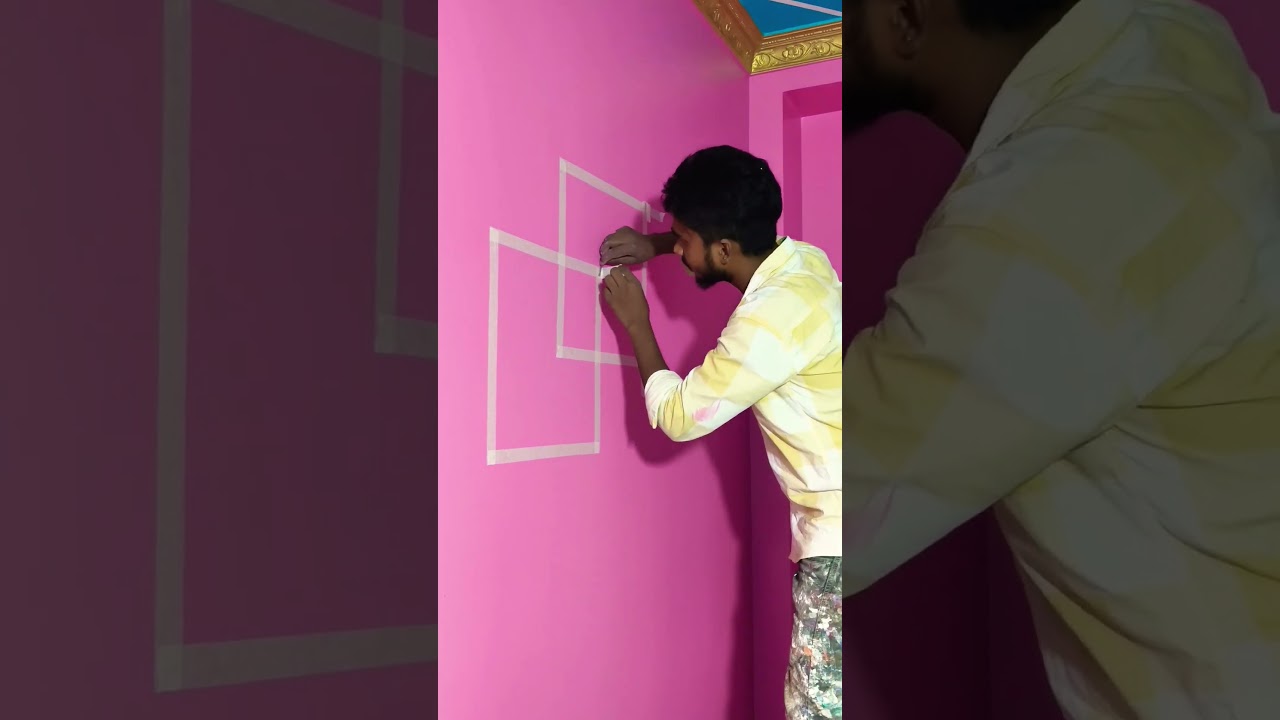 masking tape design 🏡🖌️🎨#wallpainting #highlights #shorts #painter #viralvideo #trendingvideo #art