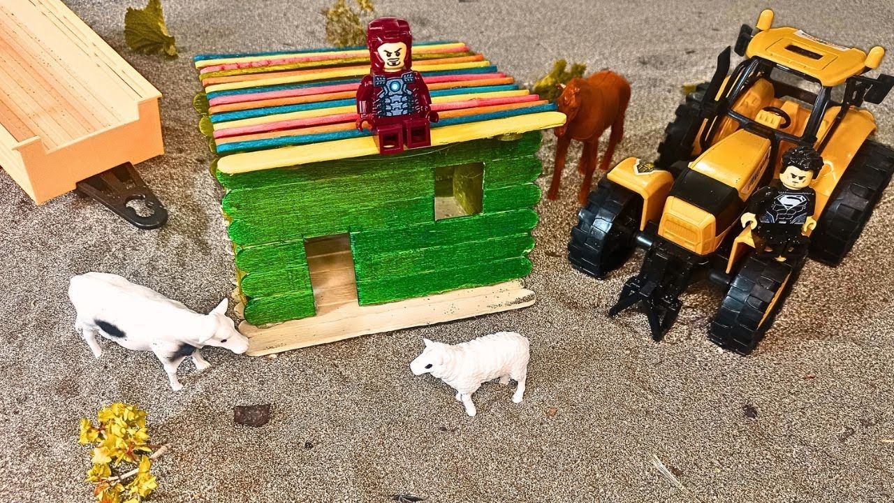 Amazing DIY Miniature Barn Construction | Science Project with Tractor | Cow & Sheep Shelter