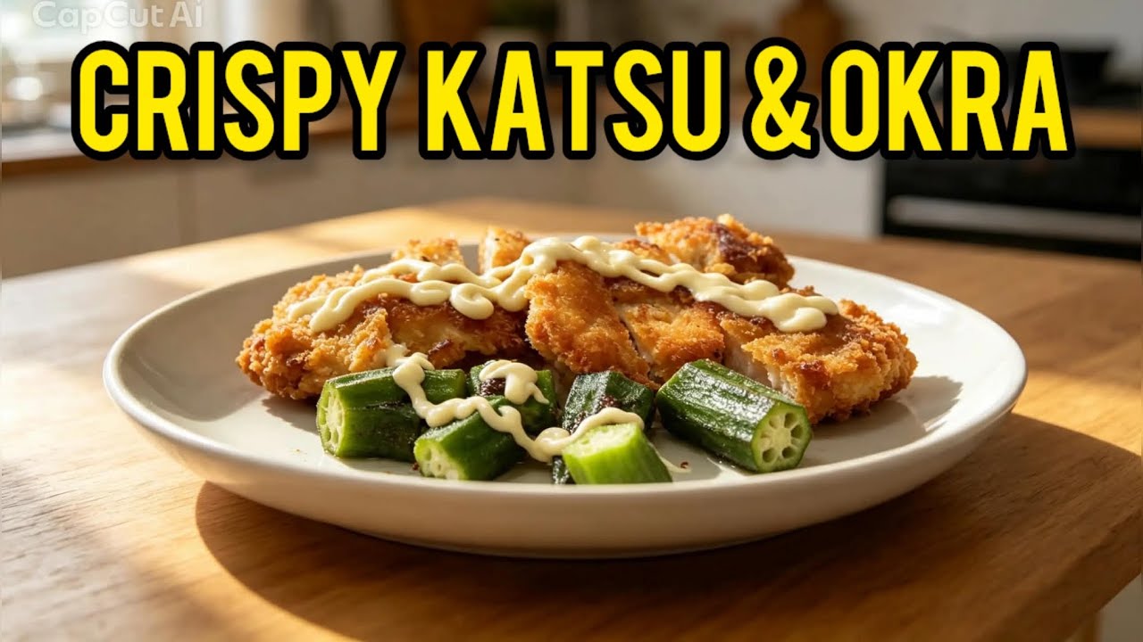 Crispy Japanese Chicken Katsu & Okra Made By My Husband