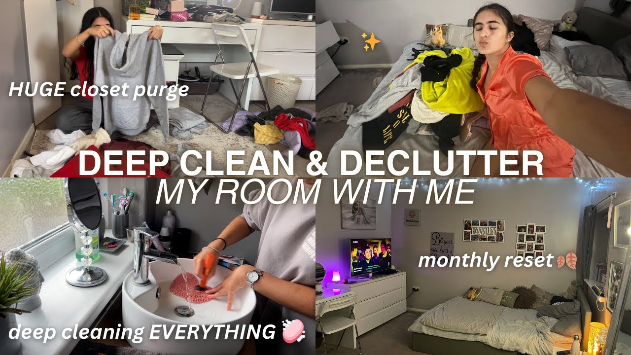 deep clean & declutter my room with me | *HUGE* monthly reset🍂✨