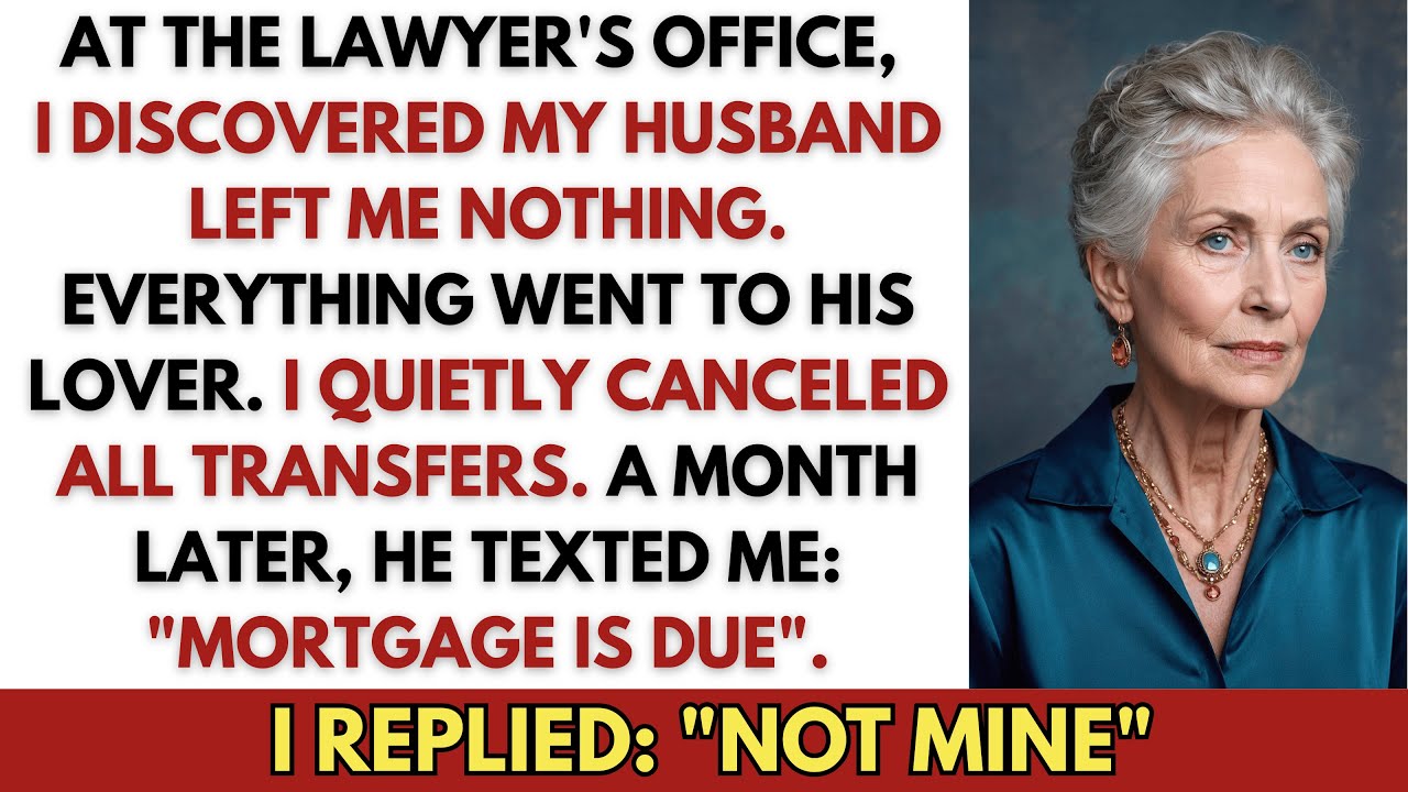At The Lawyer's Office, I Discovered My Husband Left Me Nothing. Everything Went To His Lover.