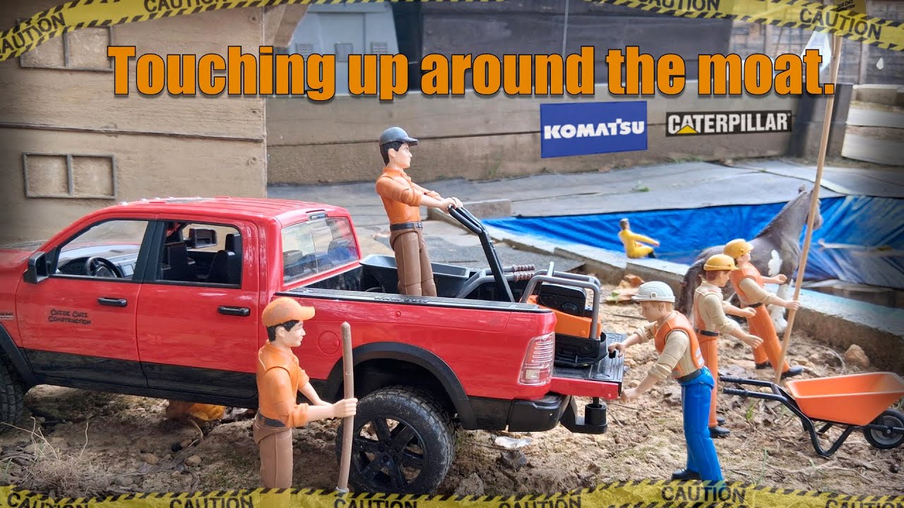 Touching up the around the moat. RC fun