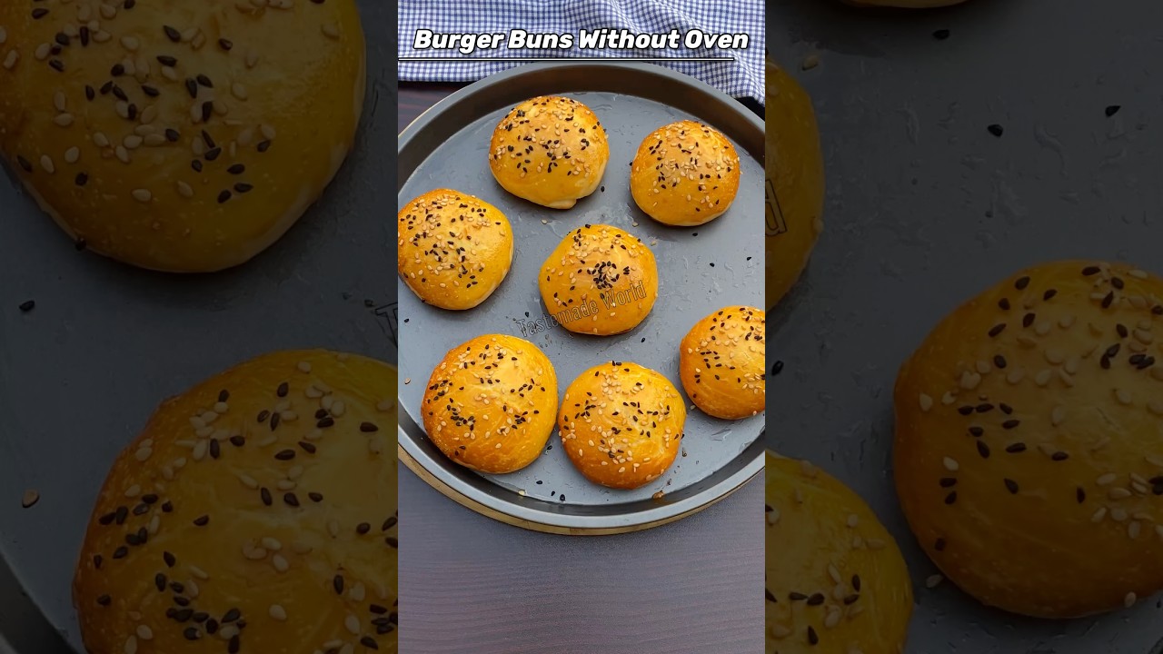 No Oven Burger🍔 Buns Recipe #tastemadeworld #ramadanonshorts #burgerbuns #burger #dinnerroll #shorts