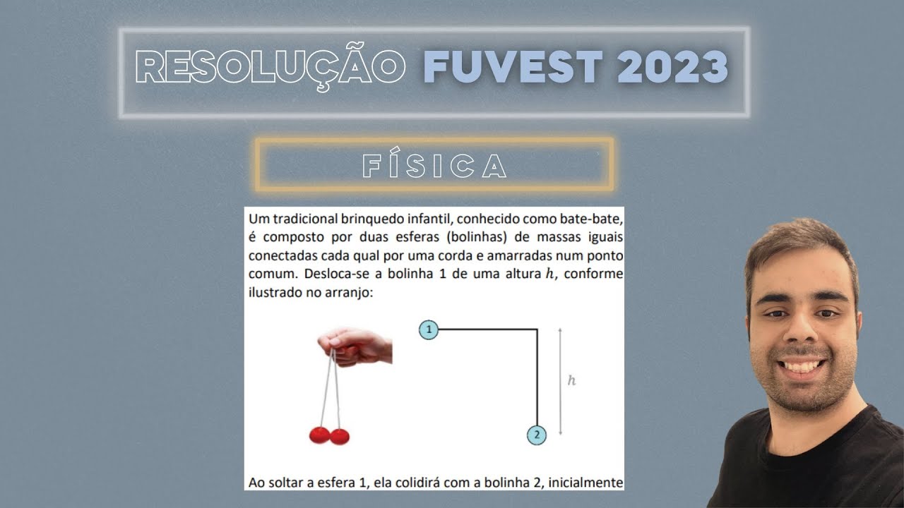 FUVEST 2023 Um tradicional brinquedo infantil, conhecido como bate-bate, é composto por duas esferas