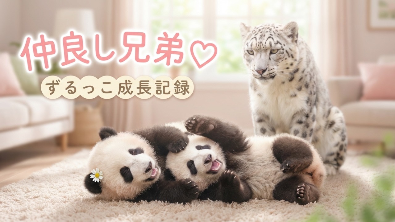【癒し】背伸びバレちゃった！赤ちゃんパンダ兄弟の身長測定バトル🐼📏