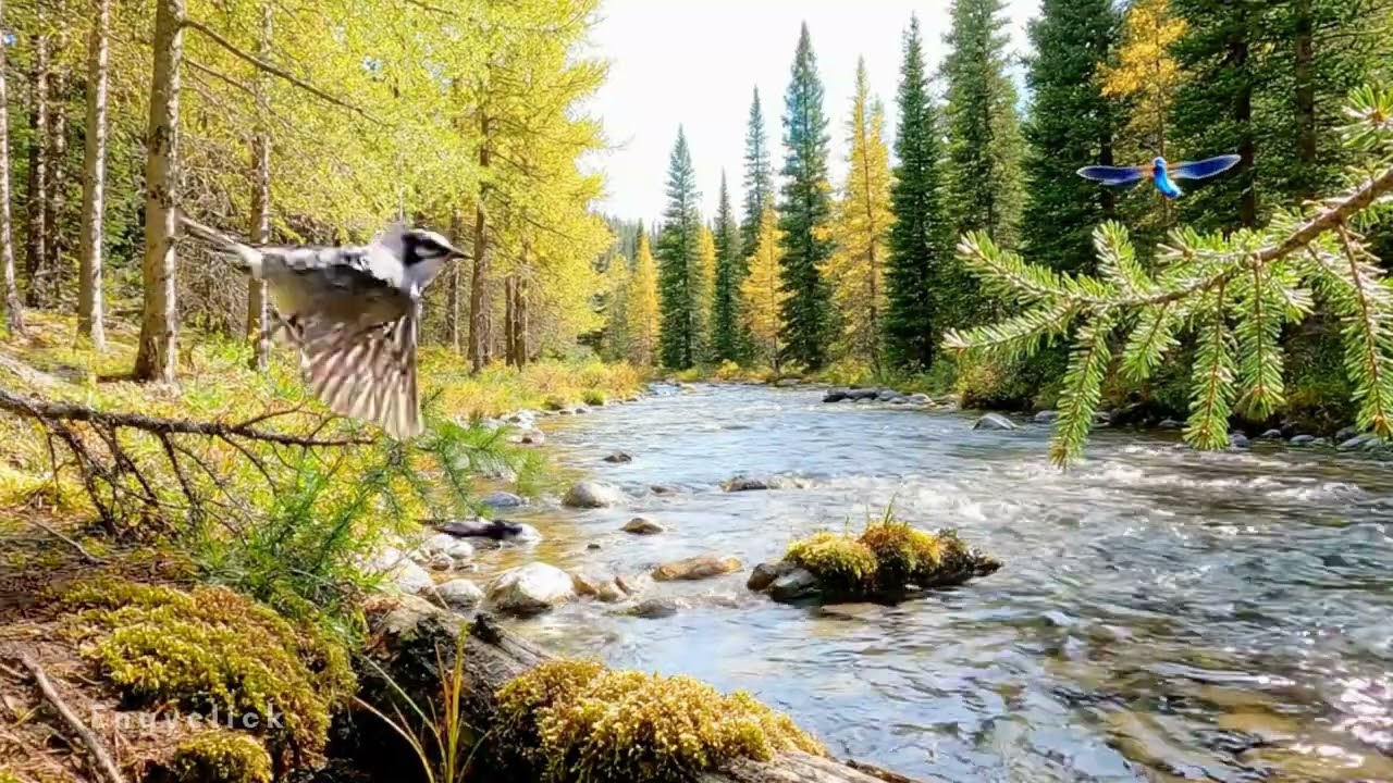 Temperate Forest Ambience: Birds, River flowing & Dragonfly Sounds  Relaxing Nature