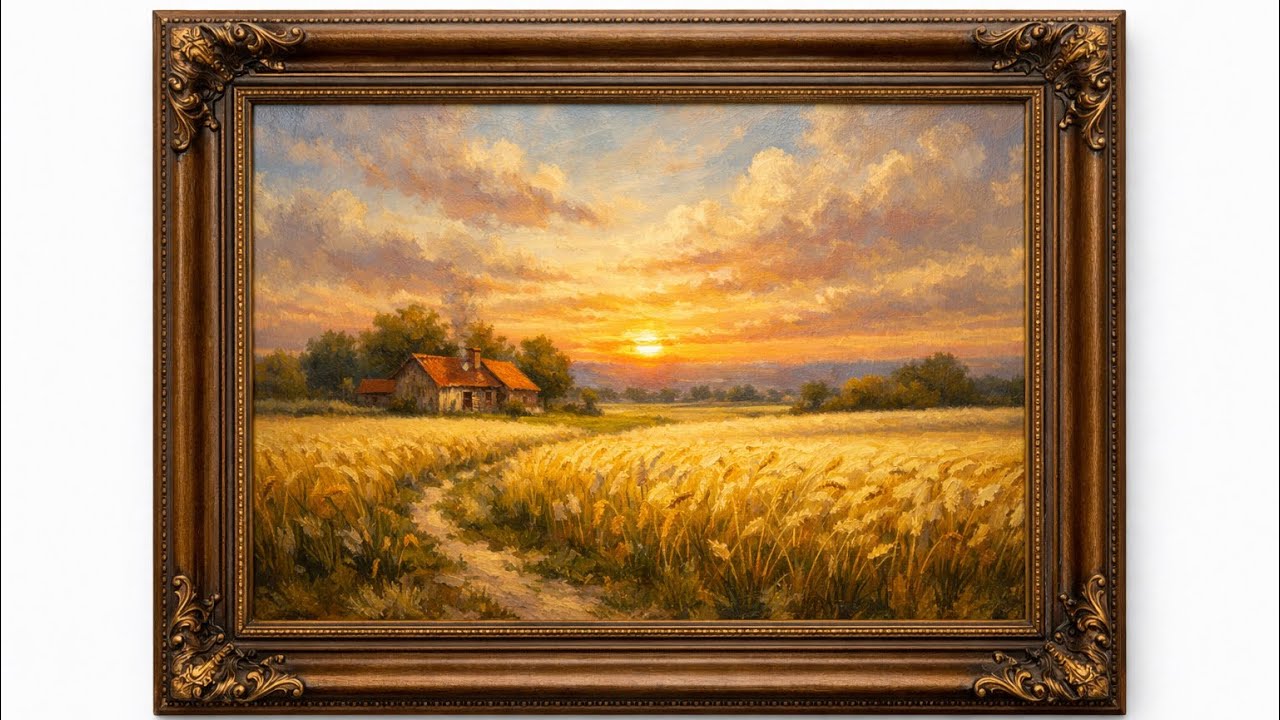 Golden Countryside Morning | Relaxing Landscape - 4K TV Frame Art Screensaver - 1 Hour (No Sound)