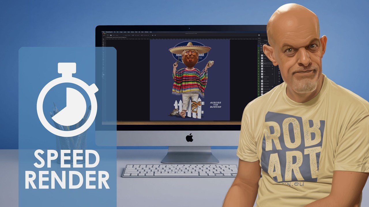 SPEED RENDER ILLUSTRATION ART | PaperTrollz Trump Caricature – Borderland Bandit Parody Illustration