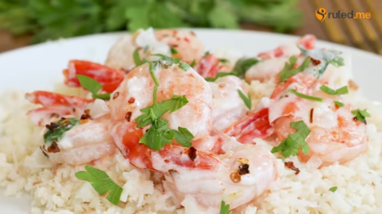 Cilantro Lime Shrimp with Crispy Coconut Caulirice