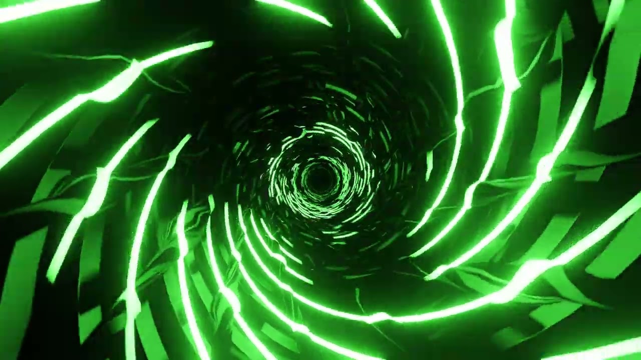 4K VJ Loop. Green tunnel with hypnotic lines. Seamless looped animation