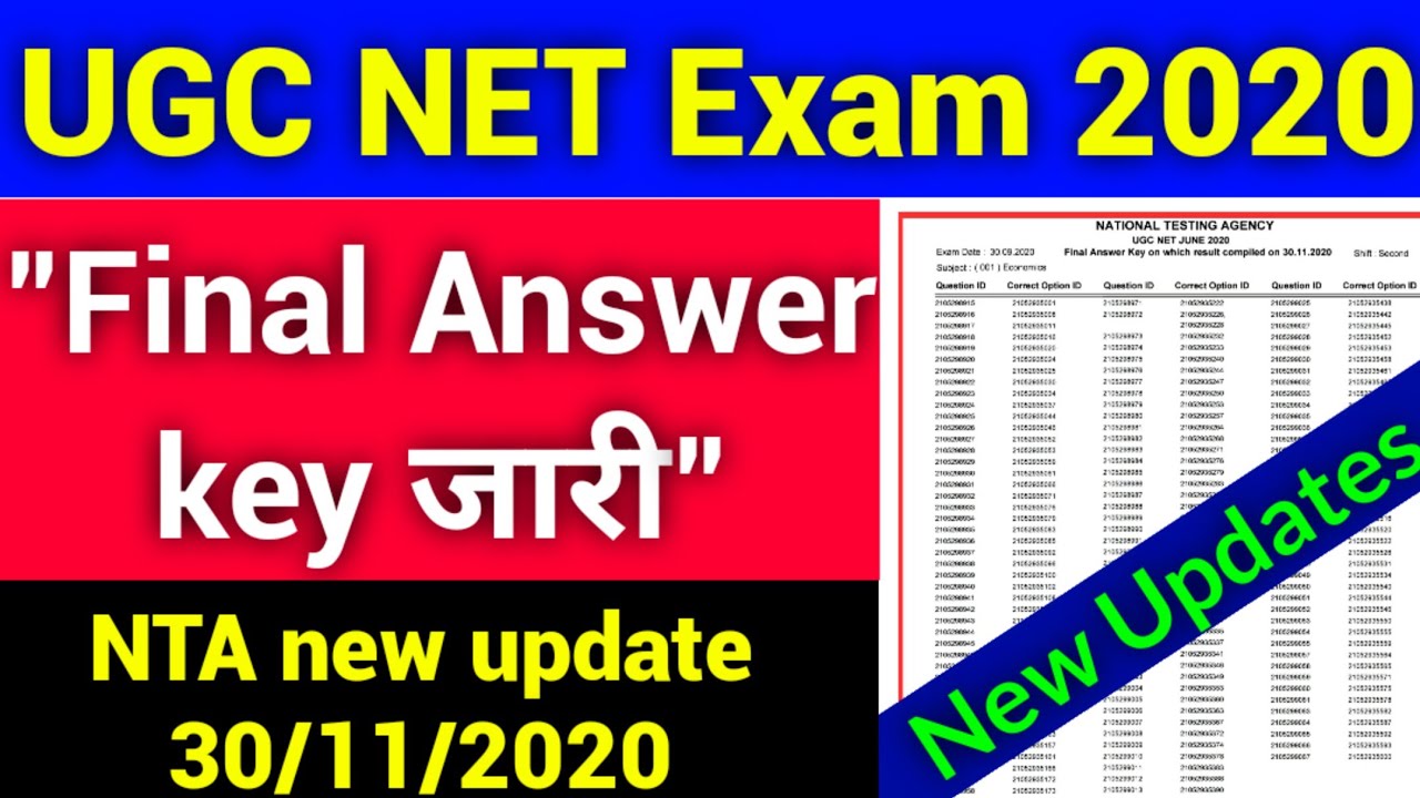 UGC NET exam final answer key 30/11/2020