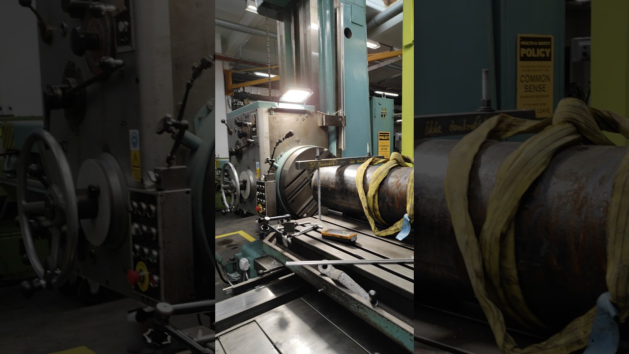 TOS w100a hbm facing and turning OD on large tubing #asmr #machine #millingmachine #milling #hbm