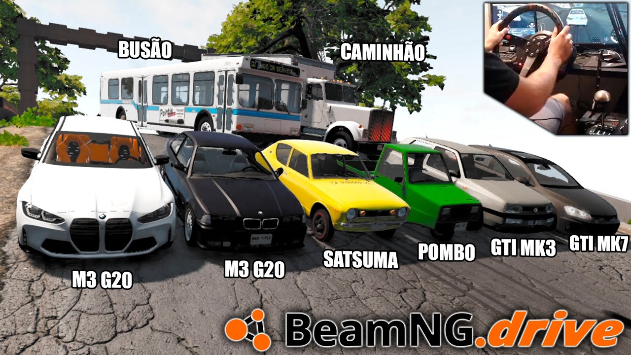 8 carros na LADEIRA DA DESTRUIÇÃO, qual sobrevive? - BeamNG.drive