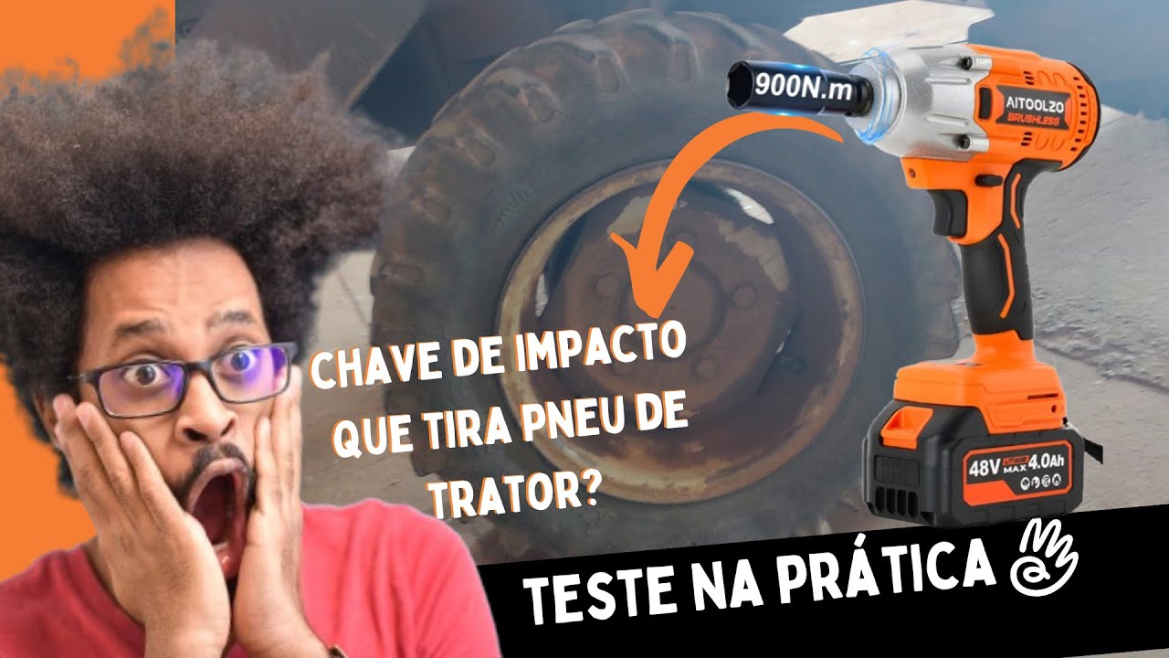 Chave Impacto 48V com 900NM Será que Tira Pneu de Trator? Veja o Teste Extremo