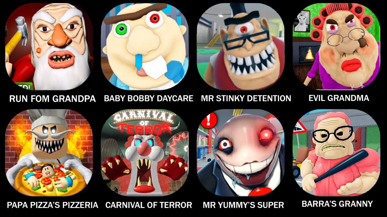ROBLOX: RUN FROM GRANDPA, ESCAPE BABY BOBBY DAYCARE, ESCAPE MR STINKY DETENTION, ESCAPE EVIL GRANDMA
