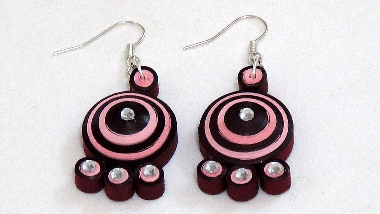 Latest Quilling Paper Earring making | Light rose with maroon color