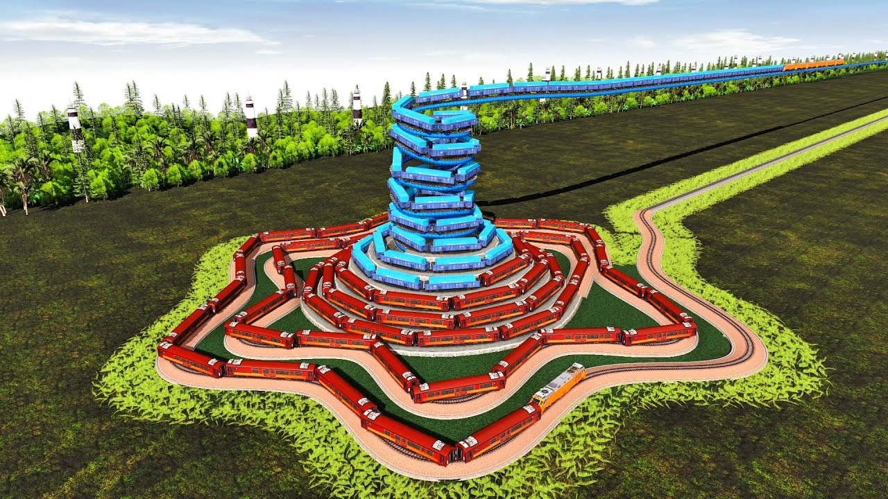 Jalur Rel Kereta Api Melayang Mirip Spiral & Mini Piramida⚠️Kereta Api Turun Dari Langit