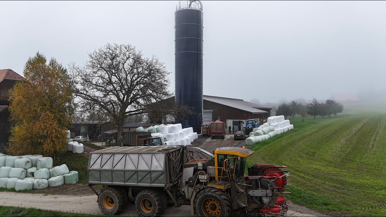 Neues Hochsilo 713 m3 🇨🇭🌽 bei der Erstbef&uuml;llung mit Mais mit Hochleistungsgebl&auml;se