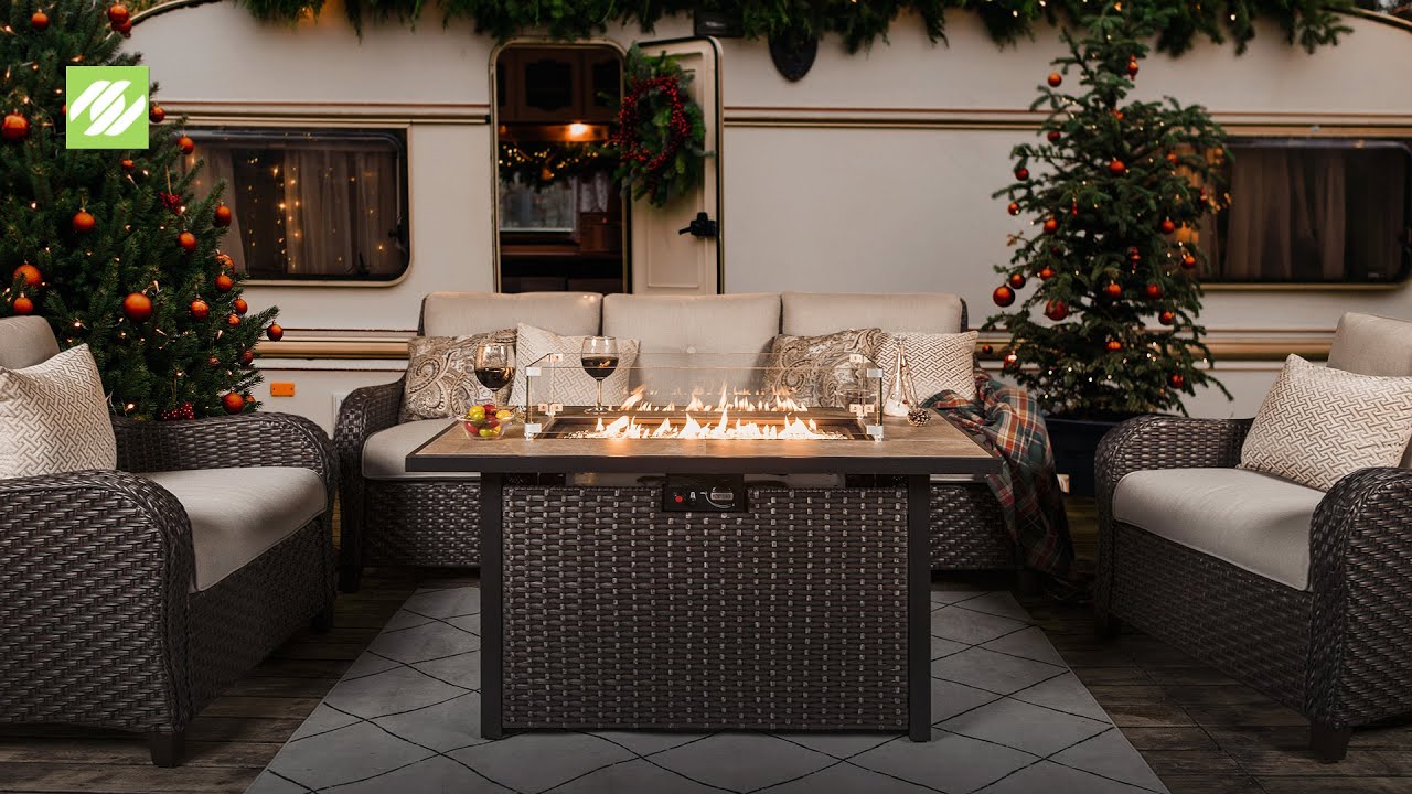 Nuu Garden® Outdoor 43 Inch 50,000 BTU Propane Gas Fire Pit Table