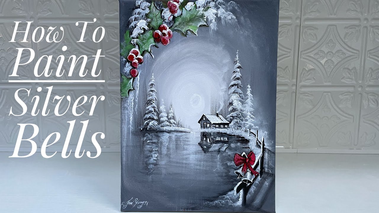 How To Paint SILVER BELLS CHRISTMAS PAINTING tutorial in acrylic