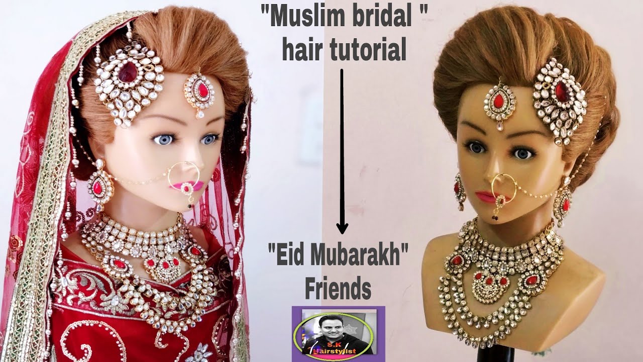 Muslim bridal hair tutorial/bridal hair tutorial step by step/indian bridal hairstyle/bridal updo
