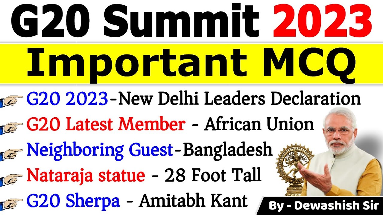 G20 Summit 2023 | G20 Summit 2023 Most Expected Questions | G20 MCQ's Current Affair 2023 #g20 #modi
