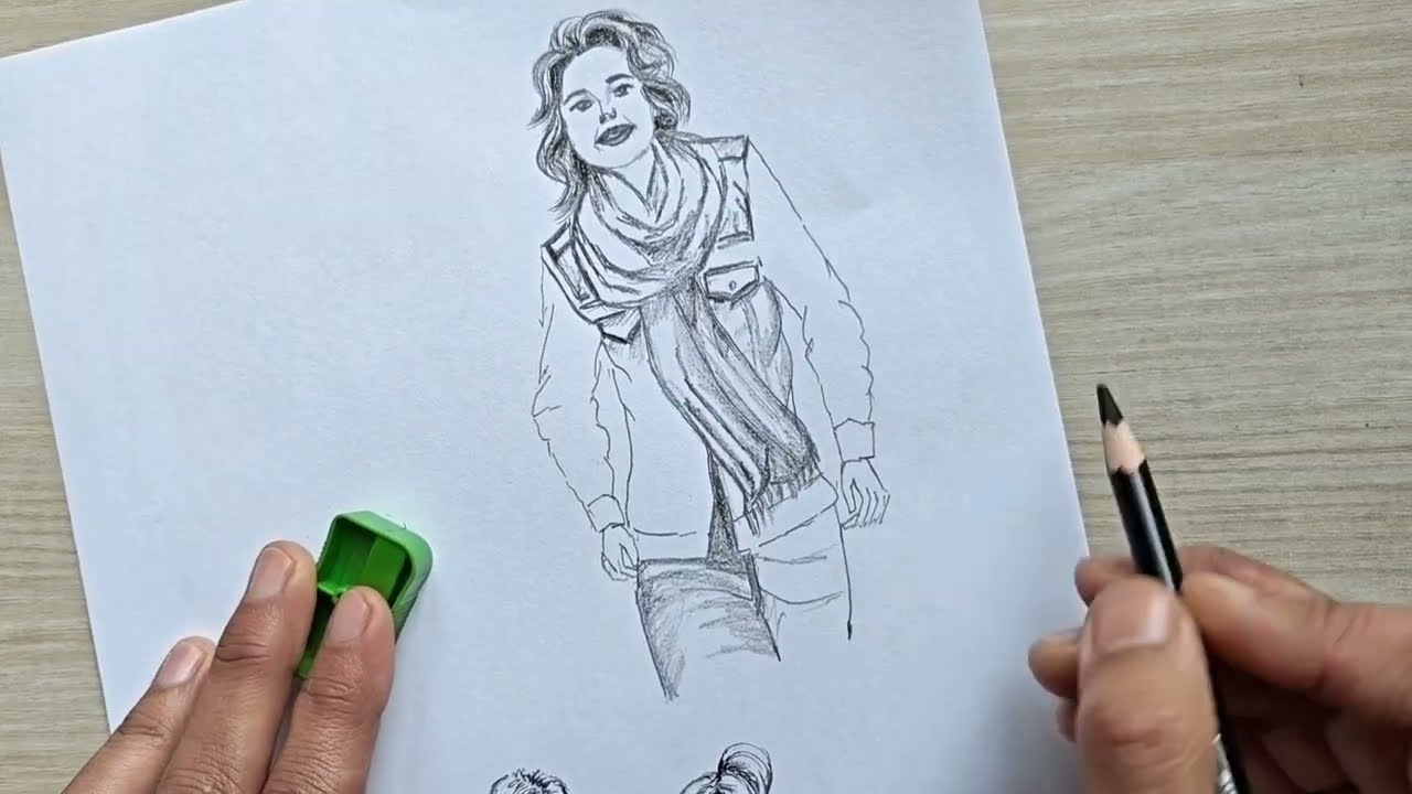 How to sketch girl figure//how to sketch/how to draw 
