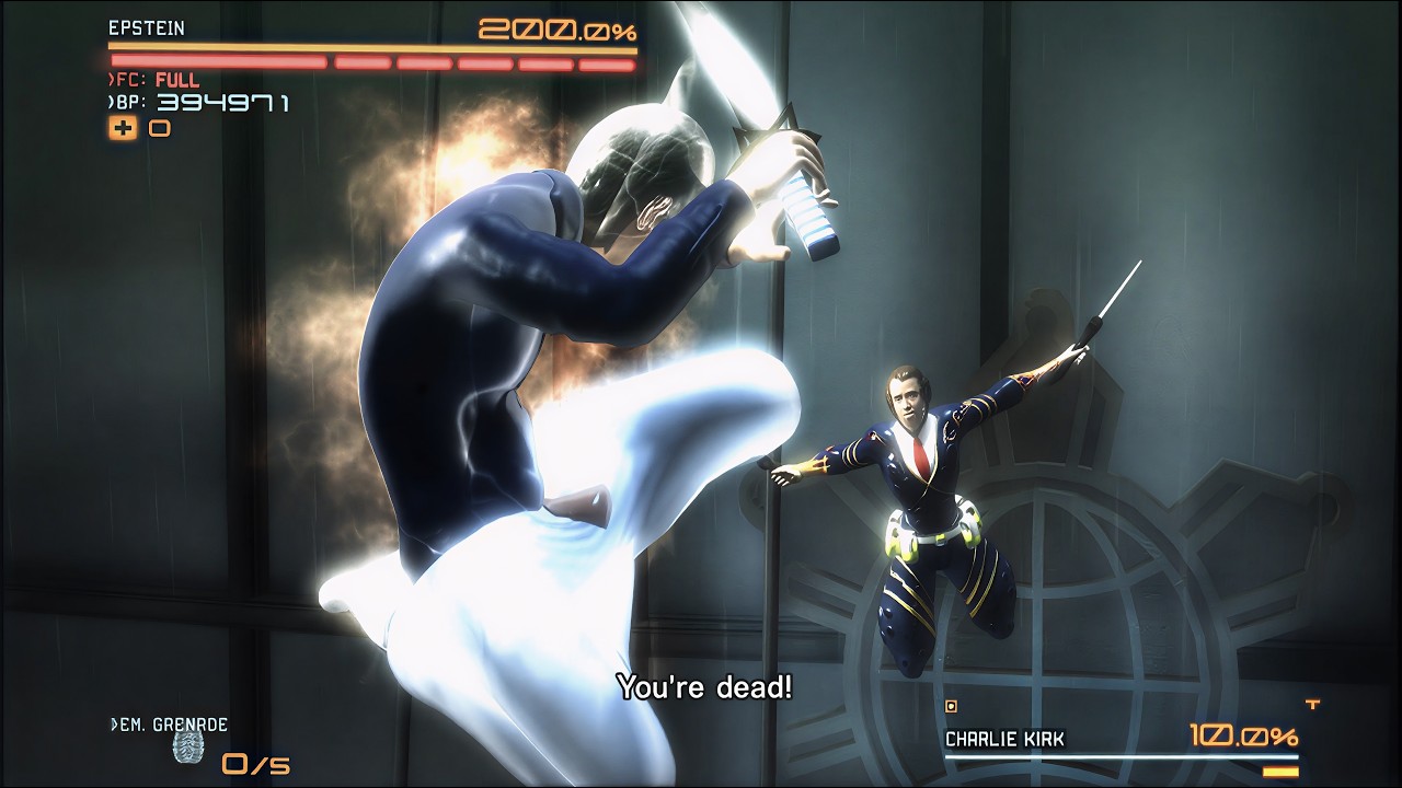 Epstein vs Charlie Kirk Boss Fight (Epstein Gear Rising - Very Hard Difficulty)