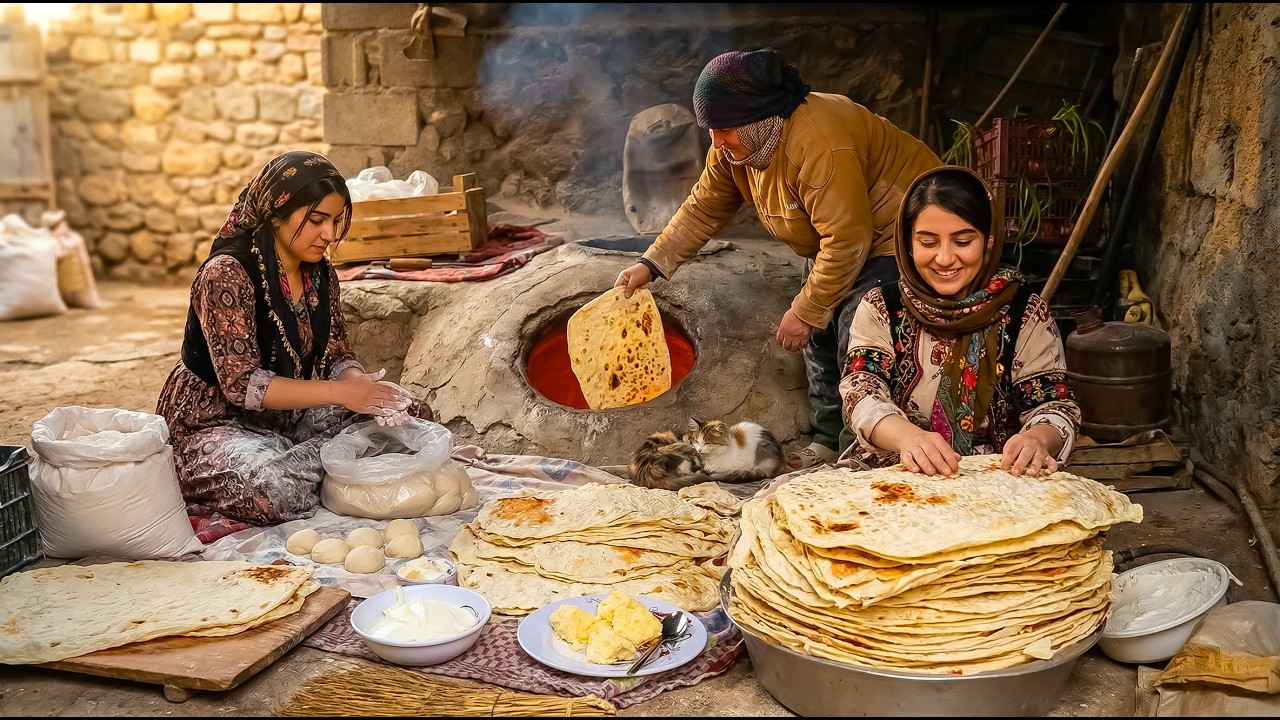 She Wakes Up at Dawn to Bake 3,000-Year-Old Bread in IRAN! 🇮🇷 Traditional Village Life