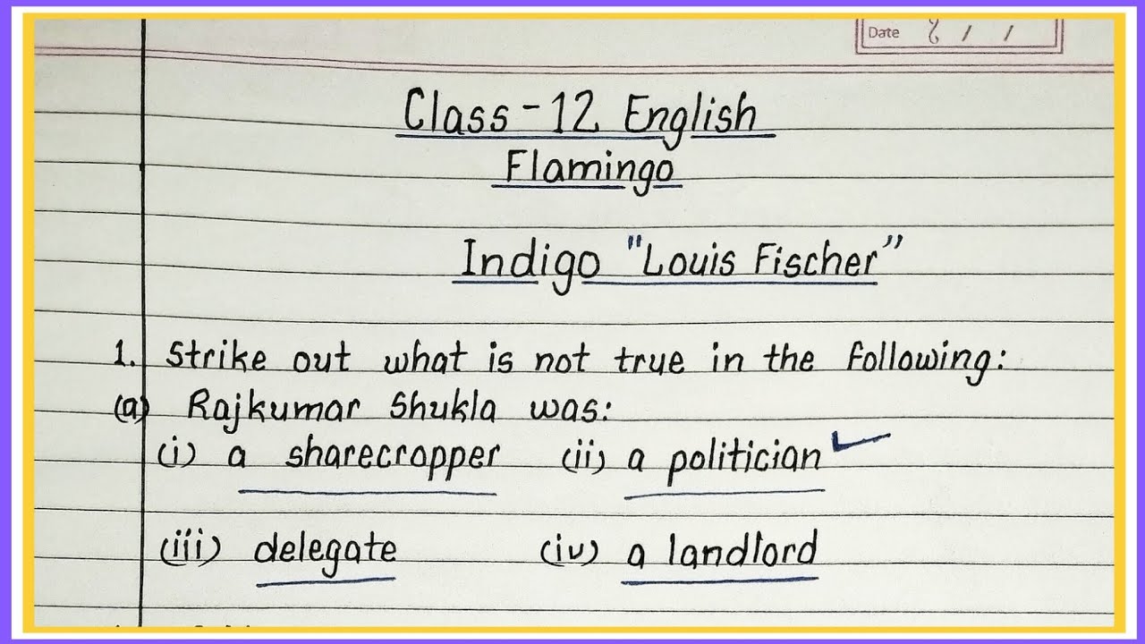 Indigo question answer class 12 | class 12 english chapter 5 question answer