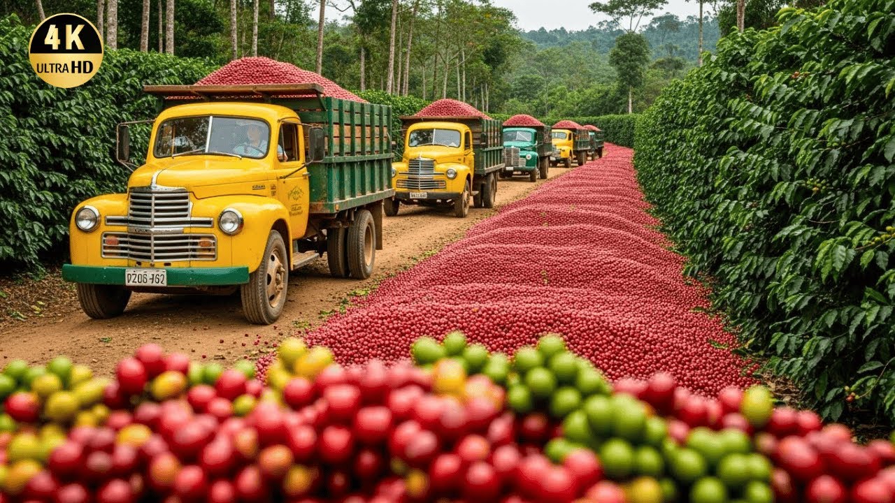 How Brazil Farms Harvest and Process Millions of Pounds of Coffee | Agriculture Documentary