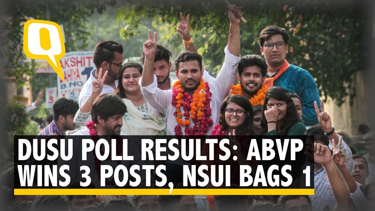DUSU Polls: ABVP Wins 3 Seats, NSUI Clinches Secy Post Alone | The Quint