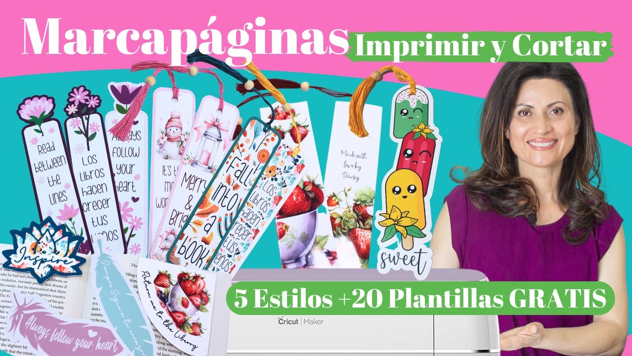 5 Estilos de Marcapáginas Bookmark 🌺 Imprimir y Cortar de Cricut {Plantillas GRATIS}