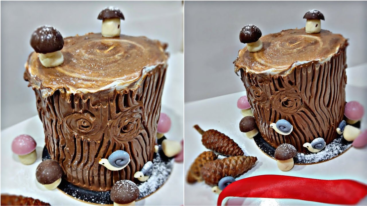 Tree stump Cake🇩🇿💣 كيكة جذع الشجرة بدون مول طريقة سهلة و سريعة