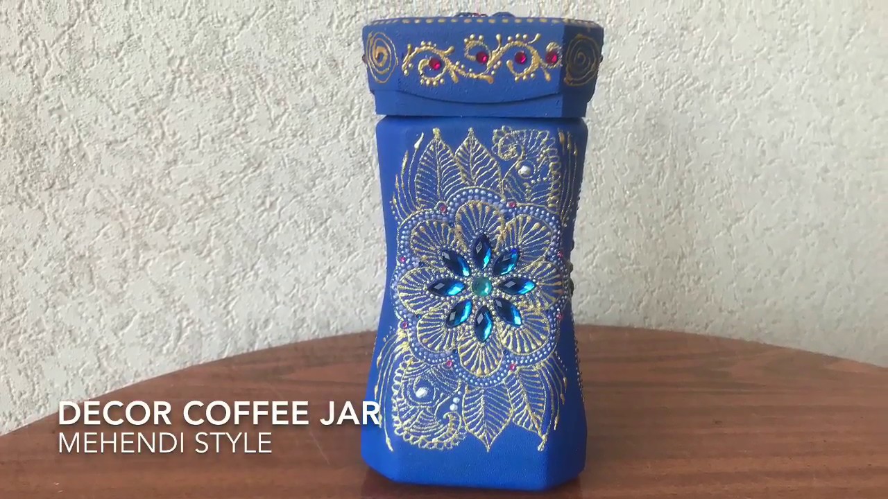 Decor of the coffee can.  Dot painting. Декор кофейной банки. Точечная роспись.