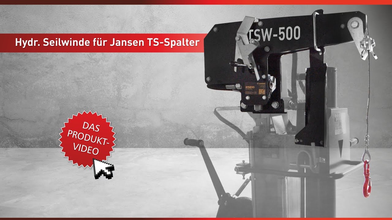 Hydraulische Seilwinde Jansen&reg; TSW-500 f&uuml;r Traktorspalter der Jansen TS-Serie