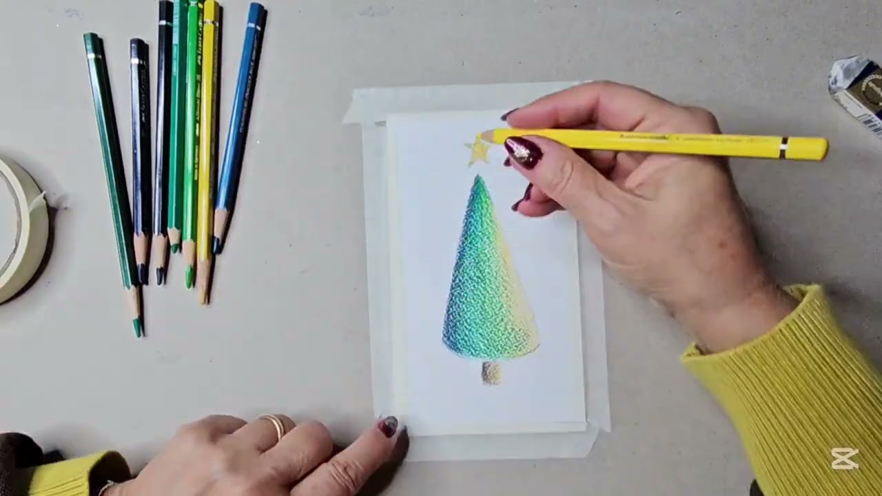 ALBERO DI NATALE MINIMALISTA CON MATITE ACQUERELLABILI - TUTORIAL PER TUTTI
