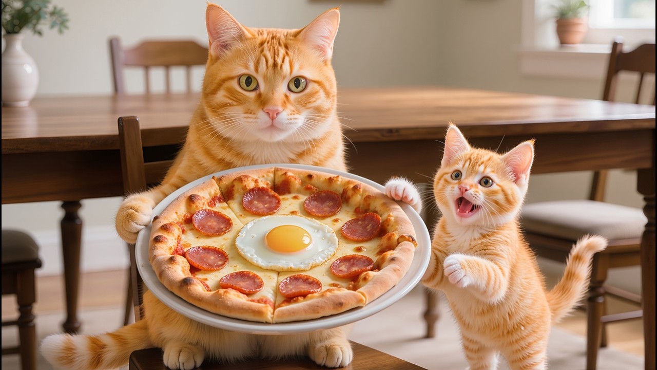 Hungry Kitten Can’t Wait, Mama Cat Heads to the Kitchen to Cook a Warm Homemade Meal 🍲🐱