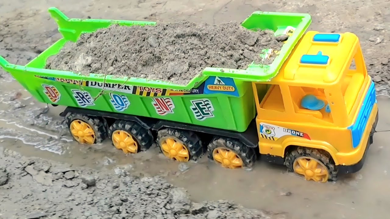 Tata Tipper And Big Truck Loaded Soil In Mud Road || ten toys||