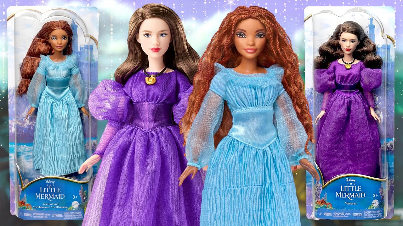 The Little Mermaid: Vanessa and Ariel on land dolls by Mattel (review & unboxing)