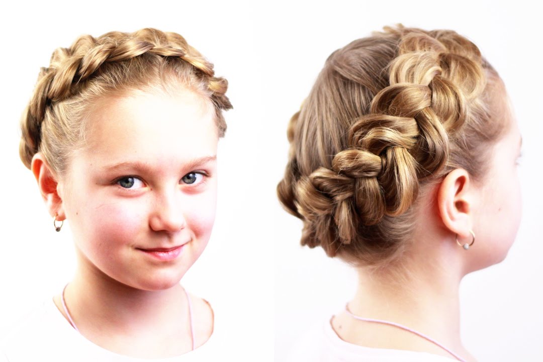 Прическа корзинка из обратной французской косы. Basket Hairstyle of French Braid
