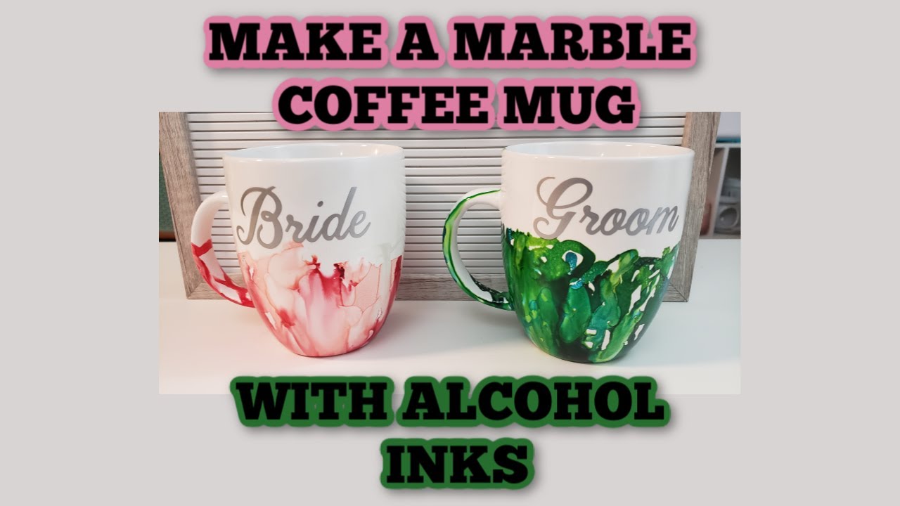How to make marbled Coffee mugs with Alcohol inks