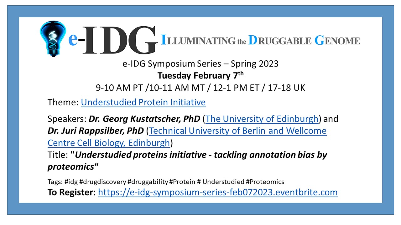 e-IDG Symposium: UPI talks by Dr. Georg Kustatscher and Dr. Juri Rappsilber – Feb. 7, 2023