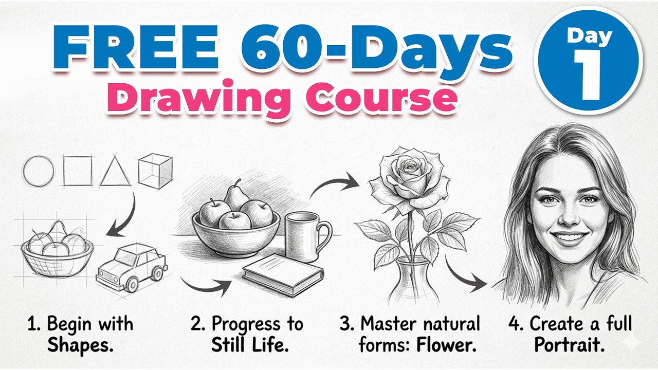 FREE 60-Day Drawing Course 🎨 for KIDS & BEGINNERS - FREE Drawing Course 🎨 | 60 Days Transformation!
