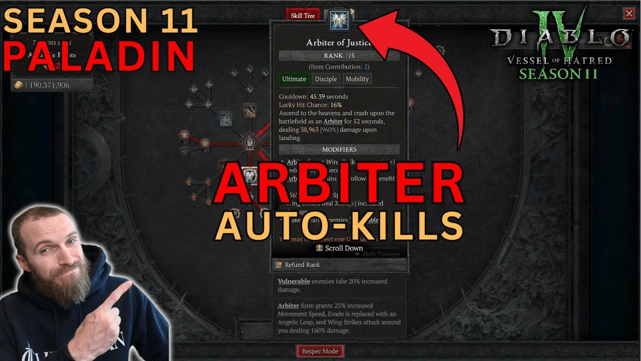 Автоматическое убийство паладина-арбитра: легко пройдите T4 в 11 сезоне Diablo 4!