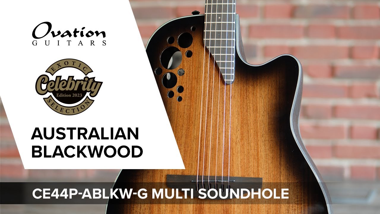 FEATURES (ENG): Ovation Celebrity Elite Exotic Selection Australian 🐨 Blackwood CE44P Mid Cutaway