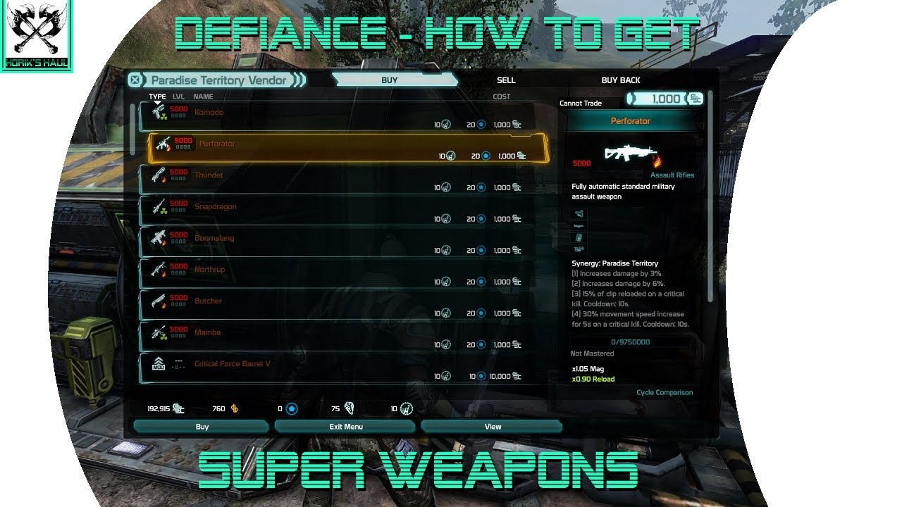 Defiance - How to Get Super Weapons