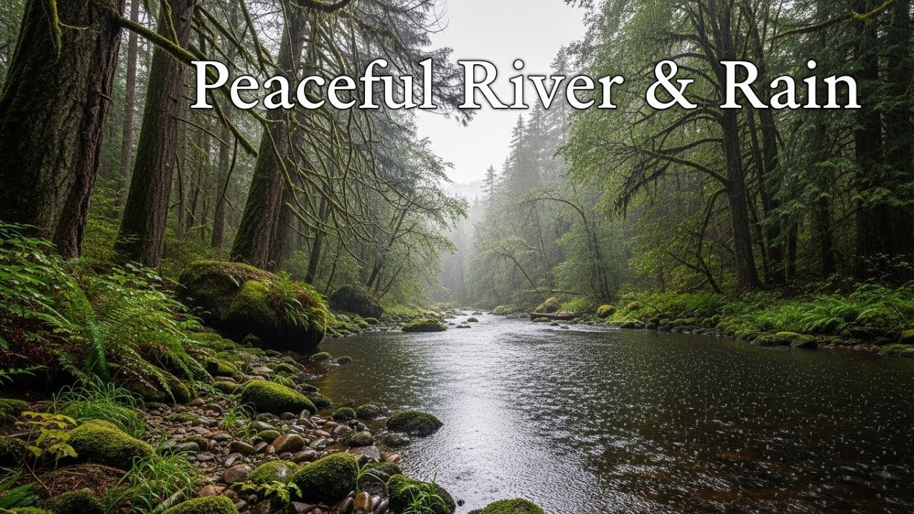 Relaxing Night Rain Sounds with Flowing River Sounds for Meditation, Sleep, and Relaxation